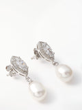 Lido freshwater pearl cubic zirconia drop earrings H2.5x0.5cm imported from the UK