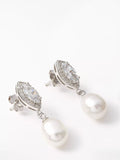 Lido freshwater pearl cubic zirconia drop earrings H2.5x0.5cm imported from the UK