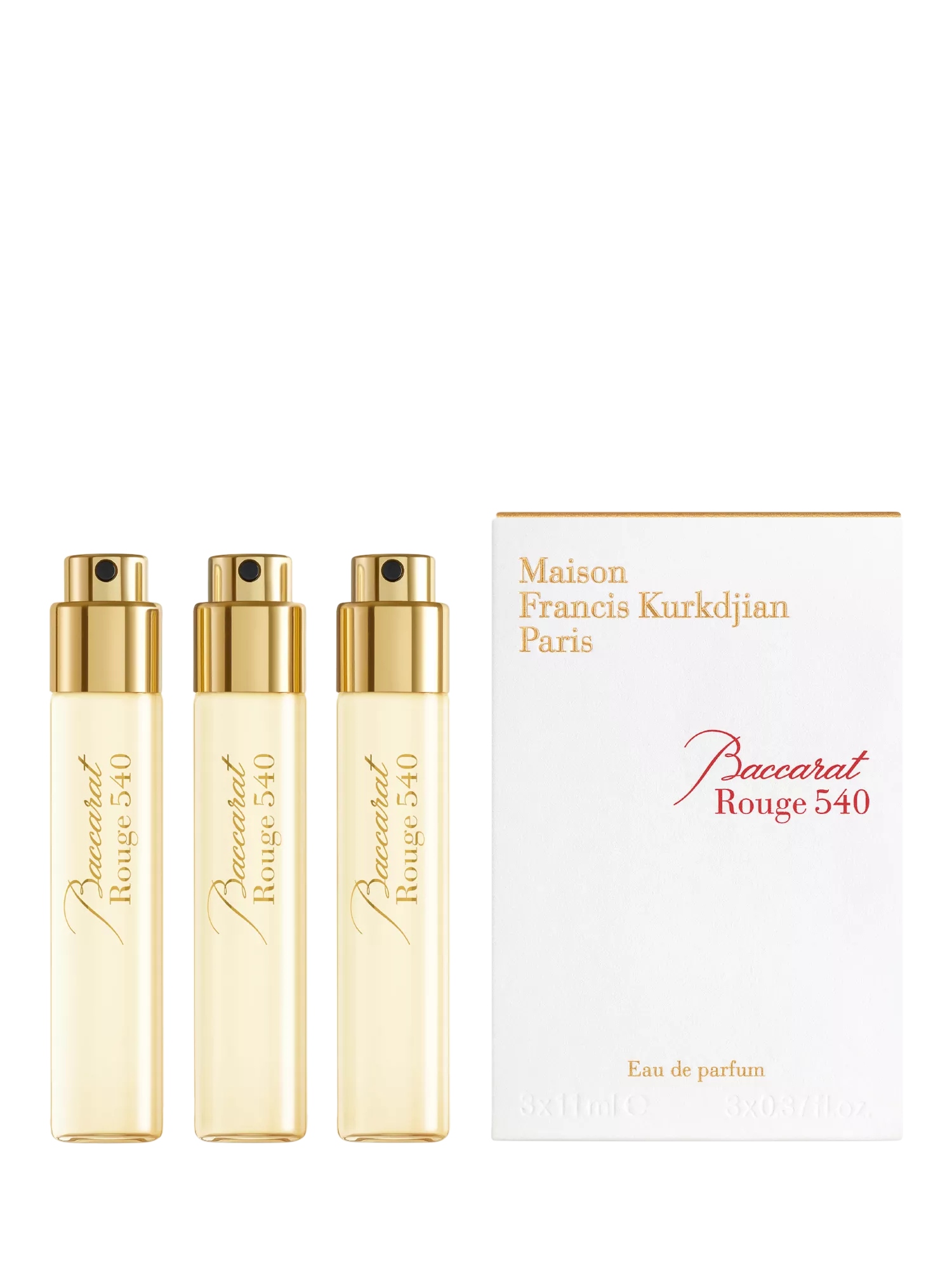 Maison Francis Kurkdjian Baccarat Rouge 540 perfume refill set 3 x 11ml, imported from the UK
