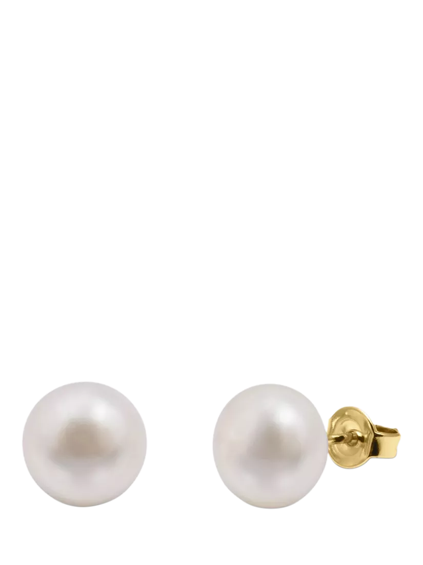 E.W Adams 9ct gold pearl stud earrings 10mm, UK version