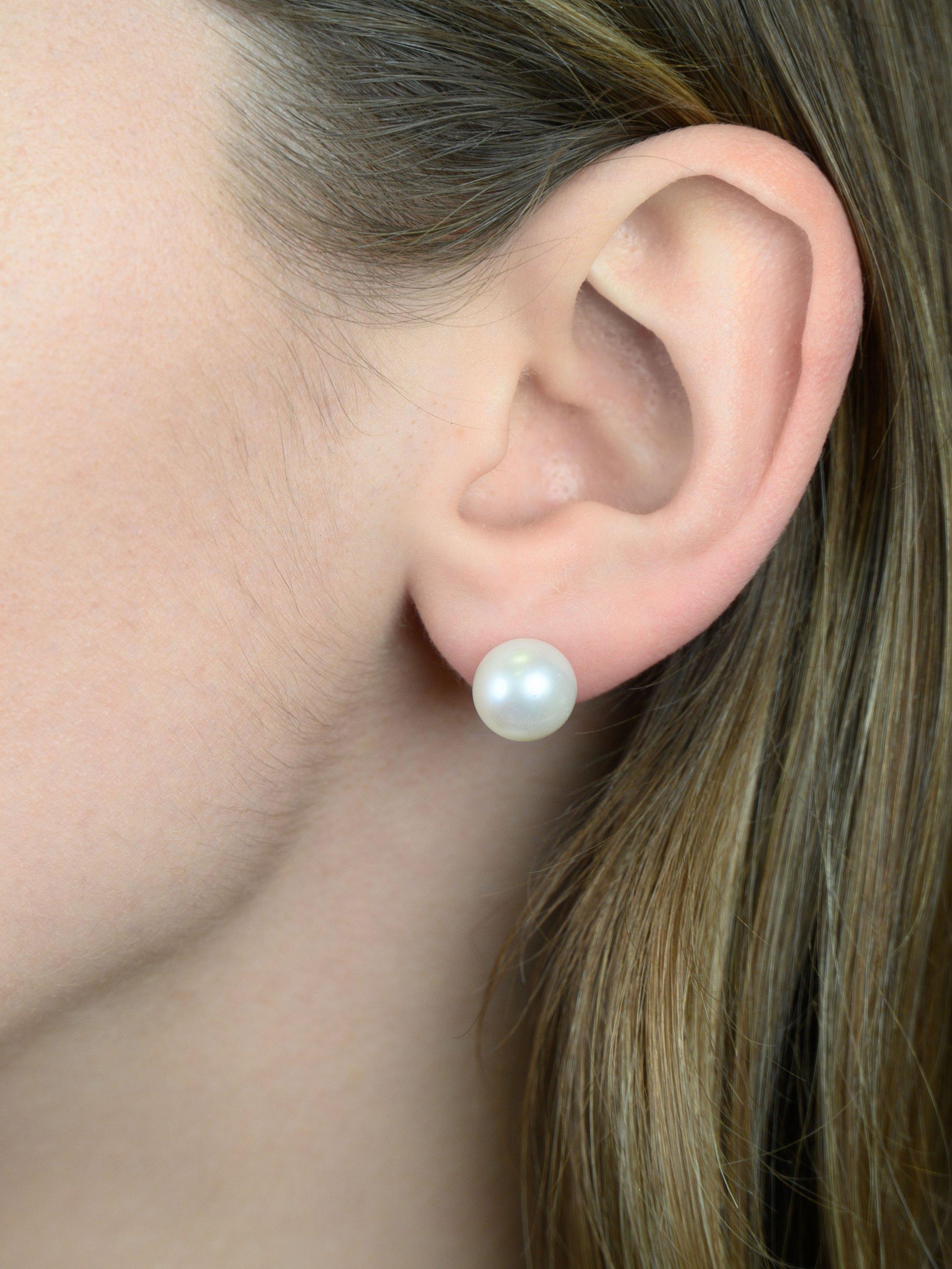 E.W Adams 9ct gold pearl stud earrings 10mm, UK version