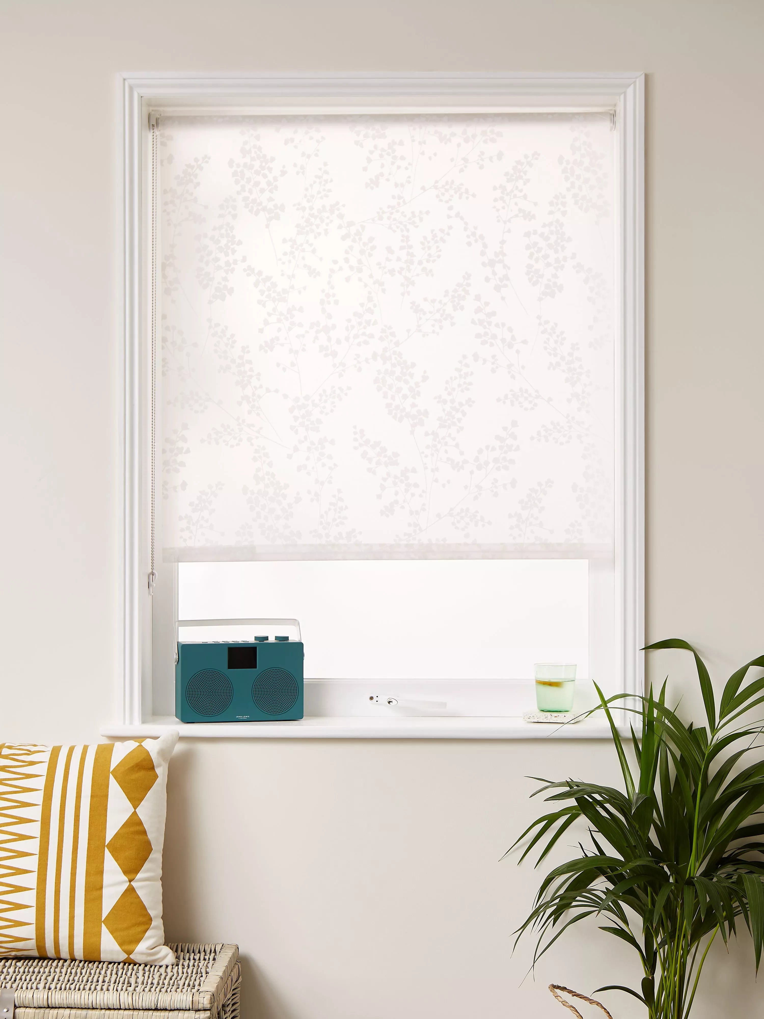 John Lewis white sheer roller blind with floral pattern (British brand)
