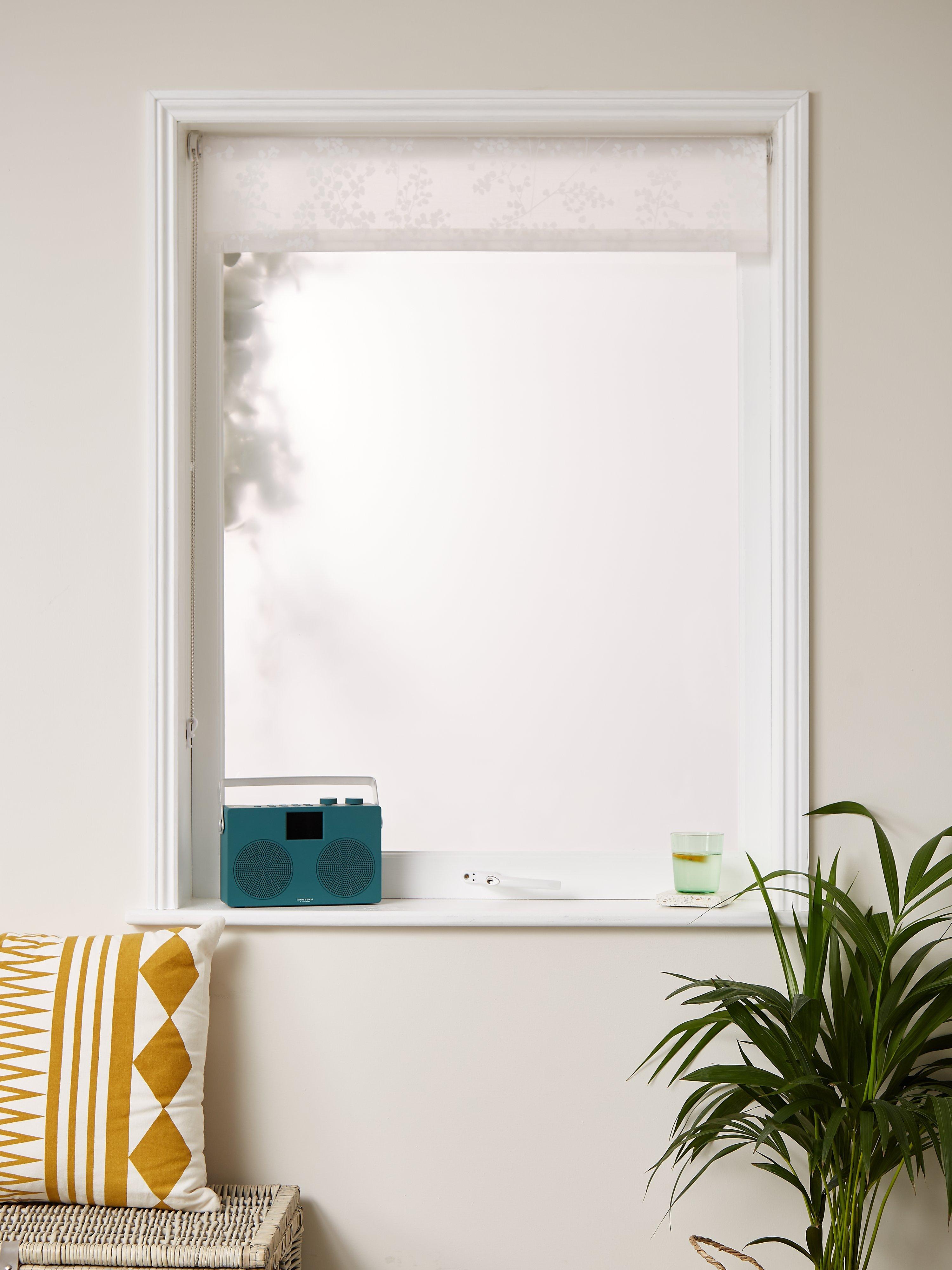 John Lewis white sheer roller blind with floral pattern (British brand)