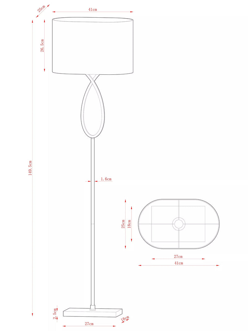 John Lewis Tom floor lamp chrome finish, imported from the UK