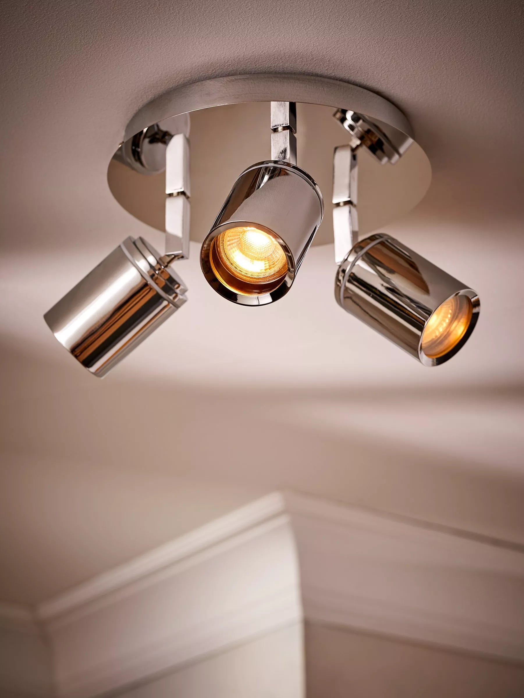 John Lewis Andorra LED ceiling light chrome 3 arm - British product