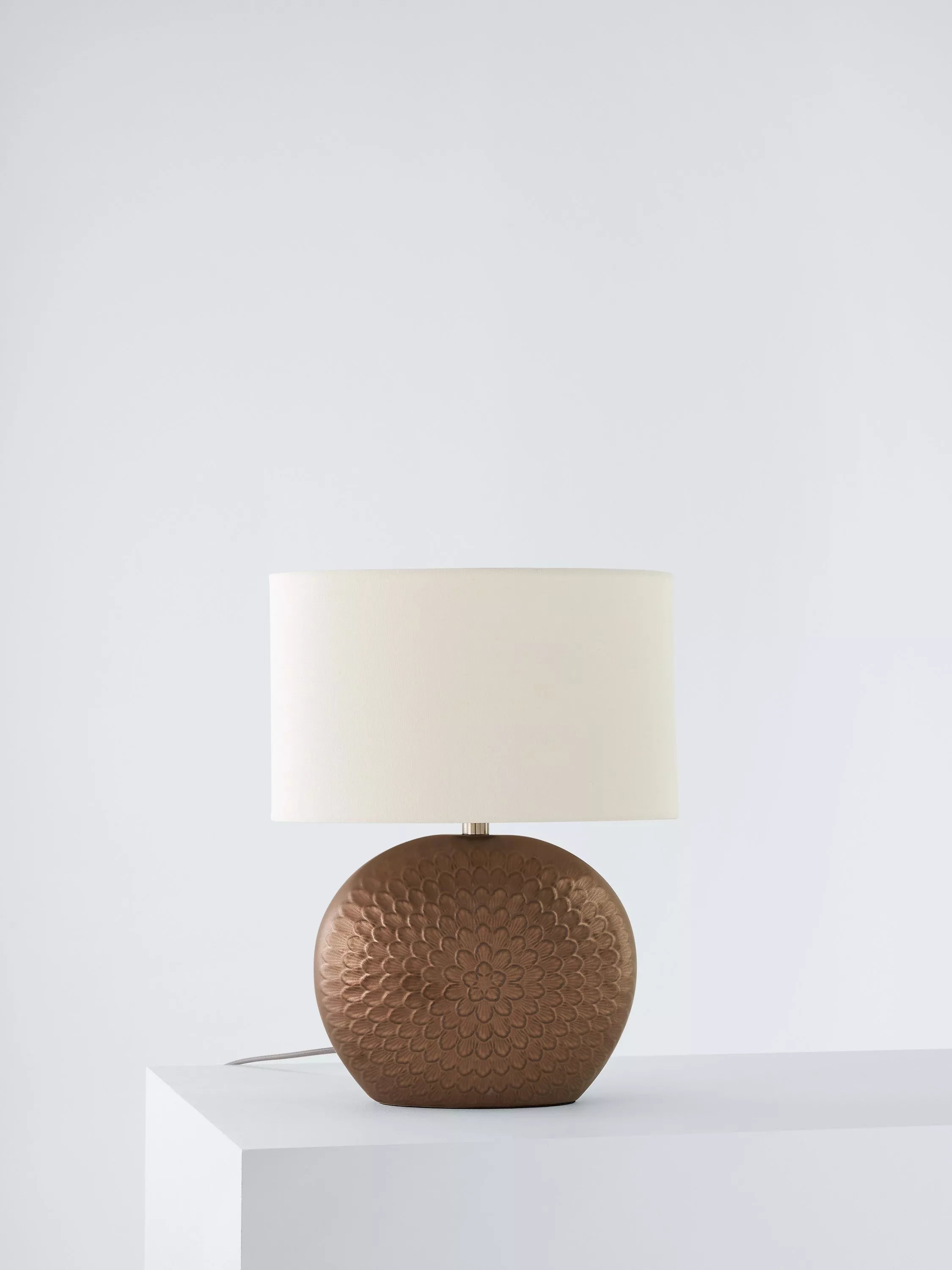 John Lewis Alexander ceramic lamp pewter glaze linen shade (British brand)