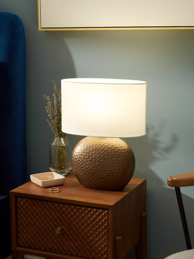 John Lewis Alexander ceramic lamp pewter glaze linen shade (British brand)