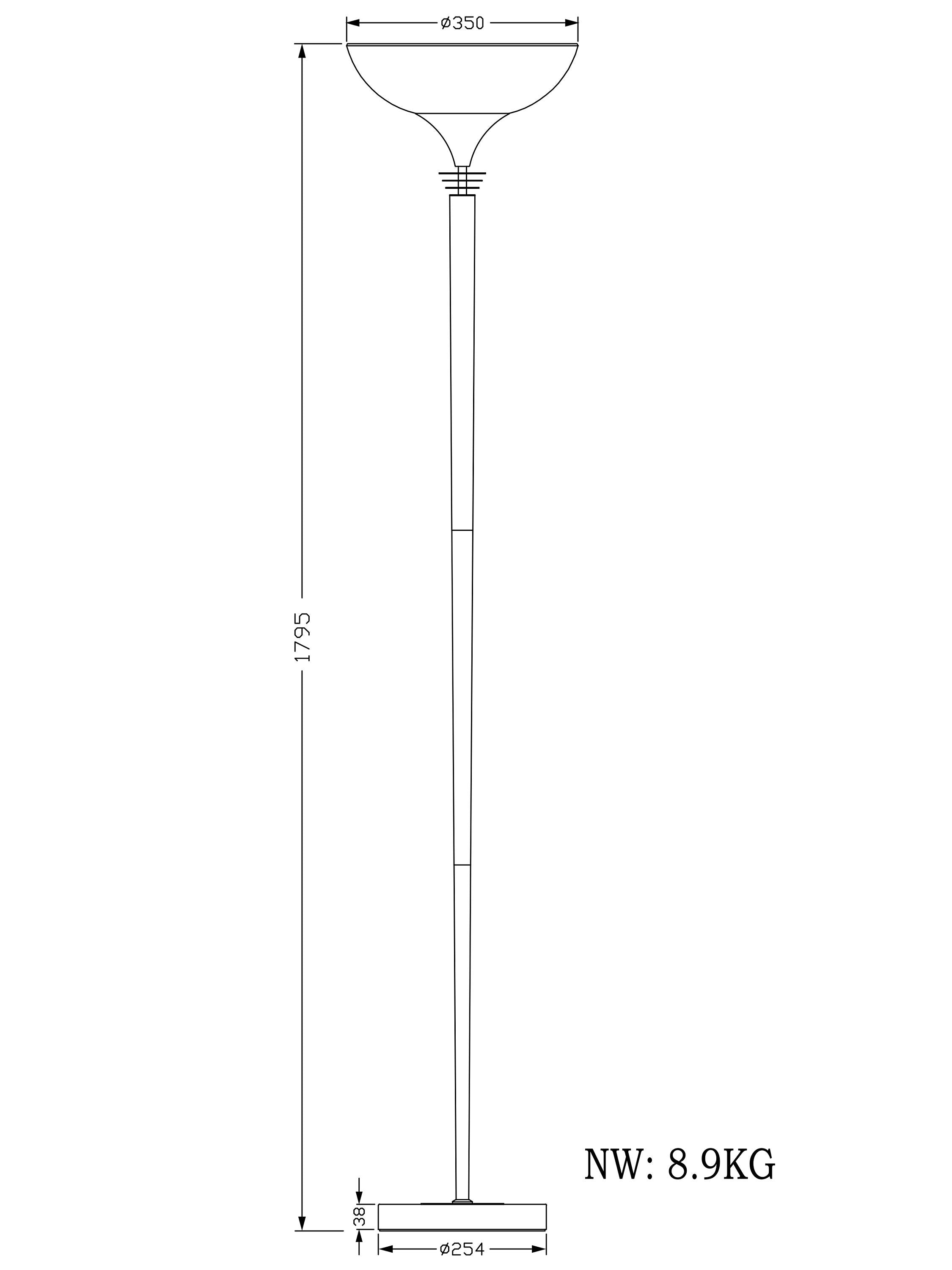 John Lewis Azure uplighter floor lamp tall metal glass, UK version