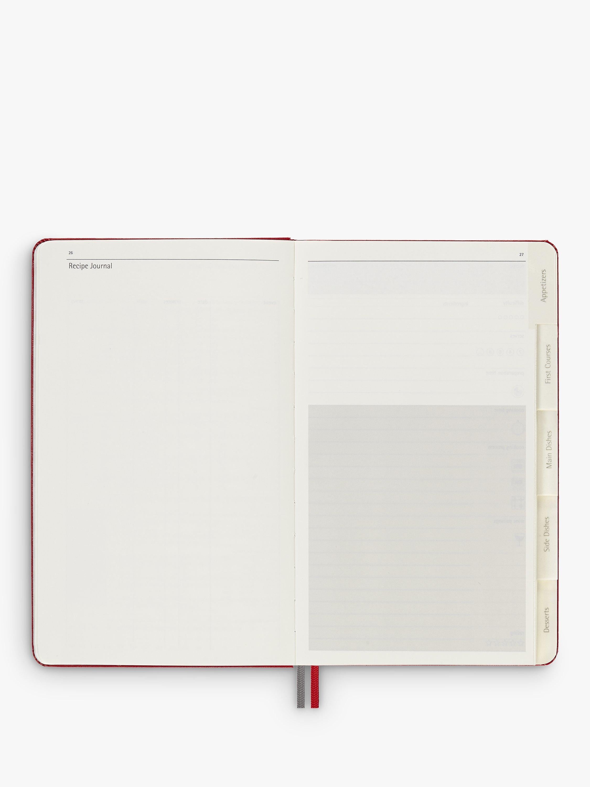 Moleskine Passion Recipe Journal with themed sections, imported from the UK