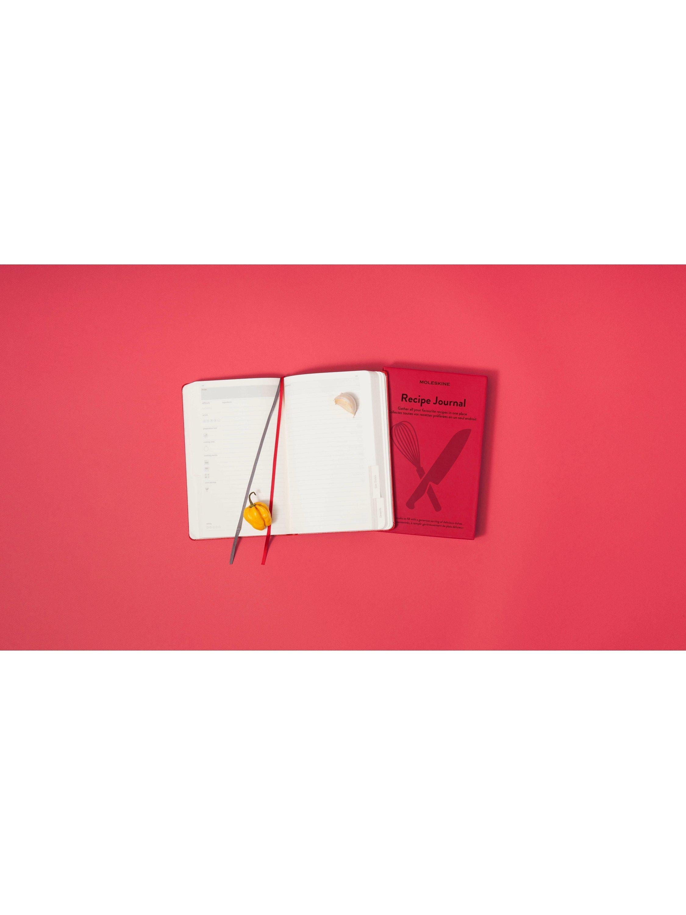 Moleskine Passion Recipe Journal with themed sections, imported from the UK