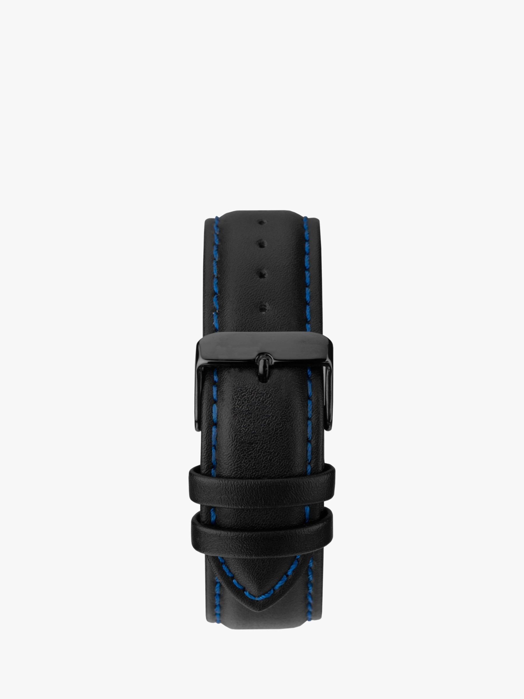 Sekonda men's chronograph watch blue dial leather strap - British product