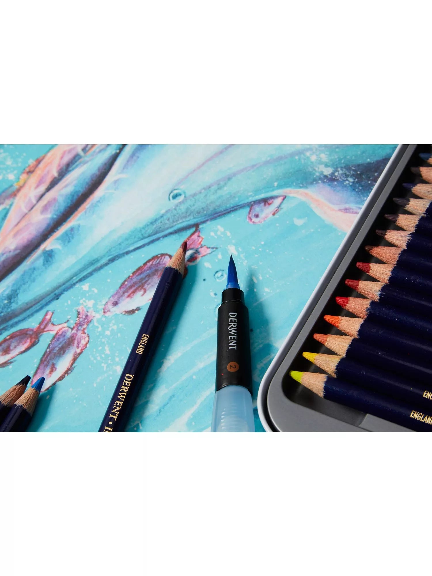 Derwent Inktense pencils set of 12 in tin (British brand)