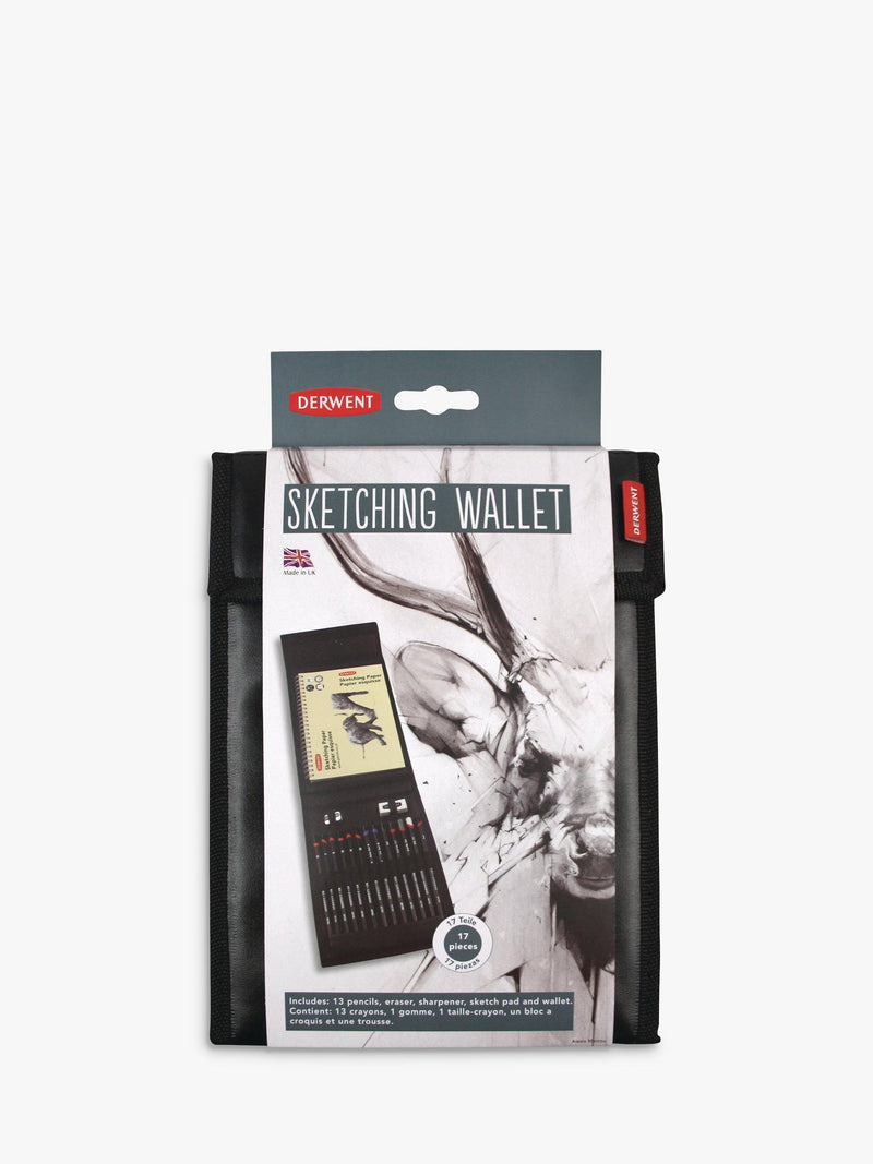Derwent sketching wallet with pencils, charcoal, and sketch pad - British product