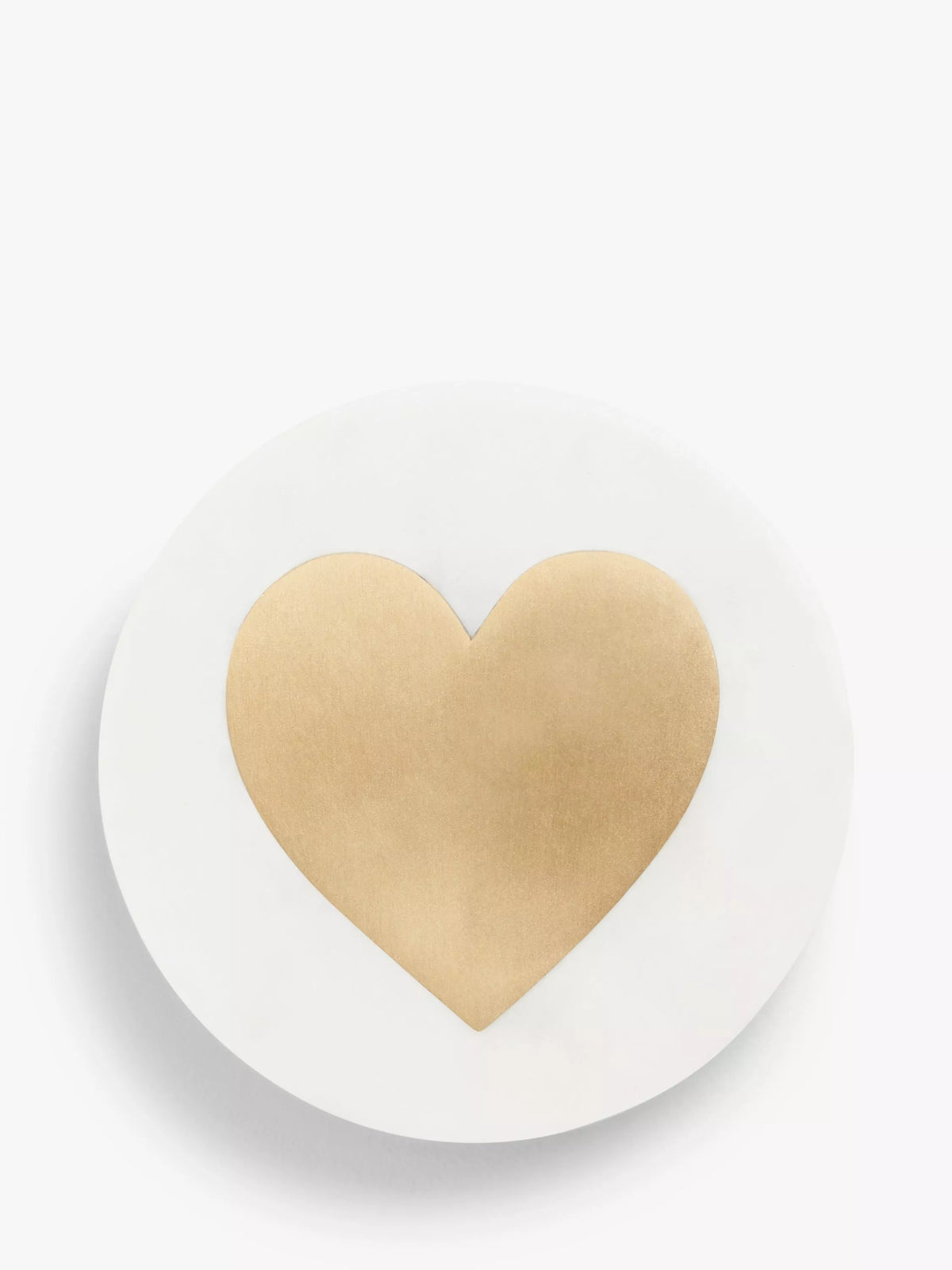John Lewis white marble brass heart round coaster, UK version