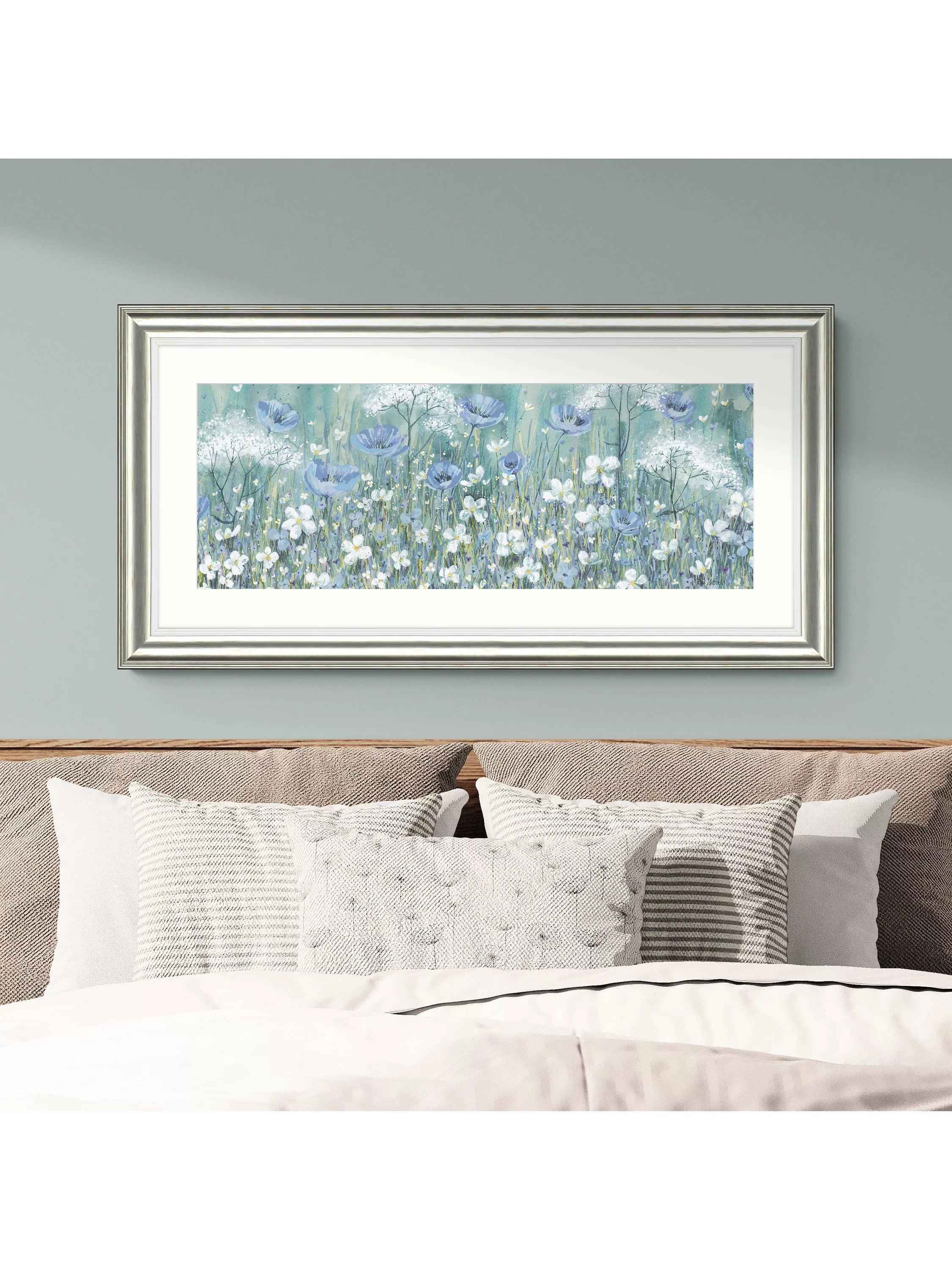 John Lewis framed print Lavender Daisy Meadow 55.5x110.5cm, UK version