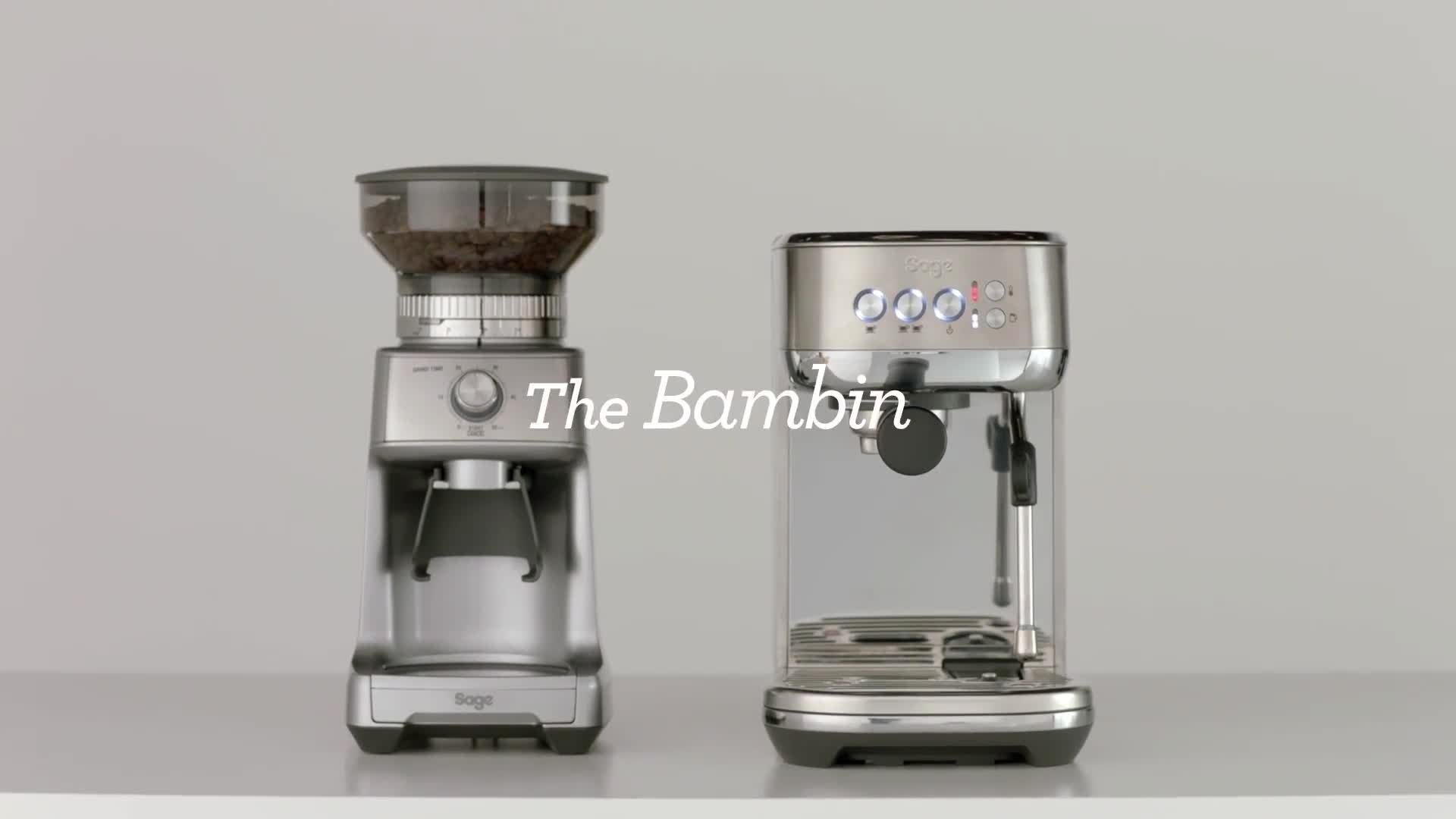 Sage Bambino Plus coffee machine brushed stainless steel, imported from the UK