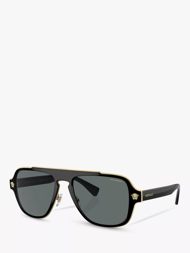 Versace sunglasses polarised geometric black grey 56mm, UK version