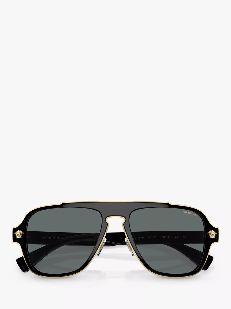 Versace sunglasses polarised geometric black grey 56mm, UK version