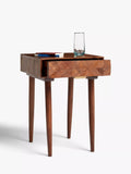 Swoon Franklin brown side table with geometric design, imported from the UK