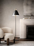 Nordlux Strap Floor Lamp metal shade leather handle, imported from the UK