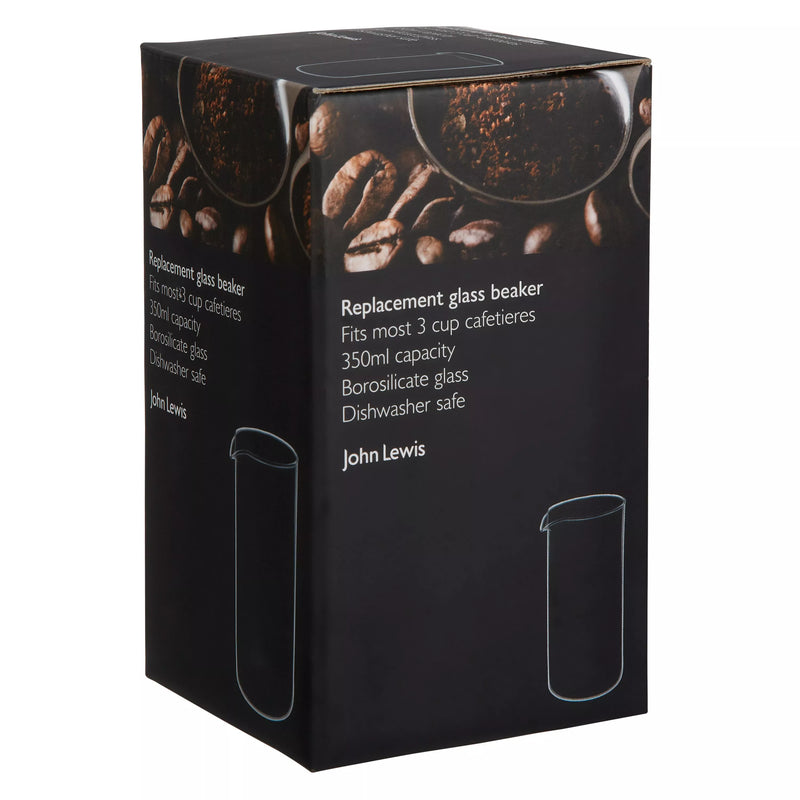 John Lewis 3-cup cafetiere glass beaker 350ml clear, UK version