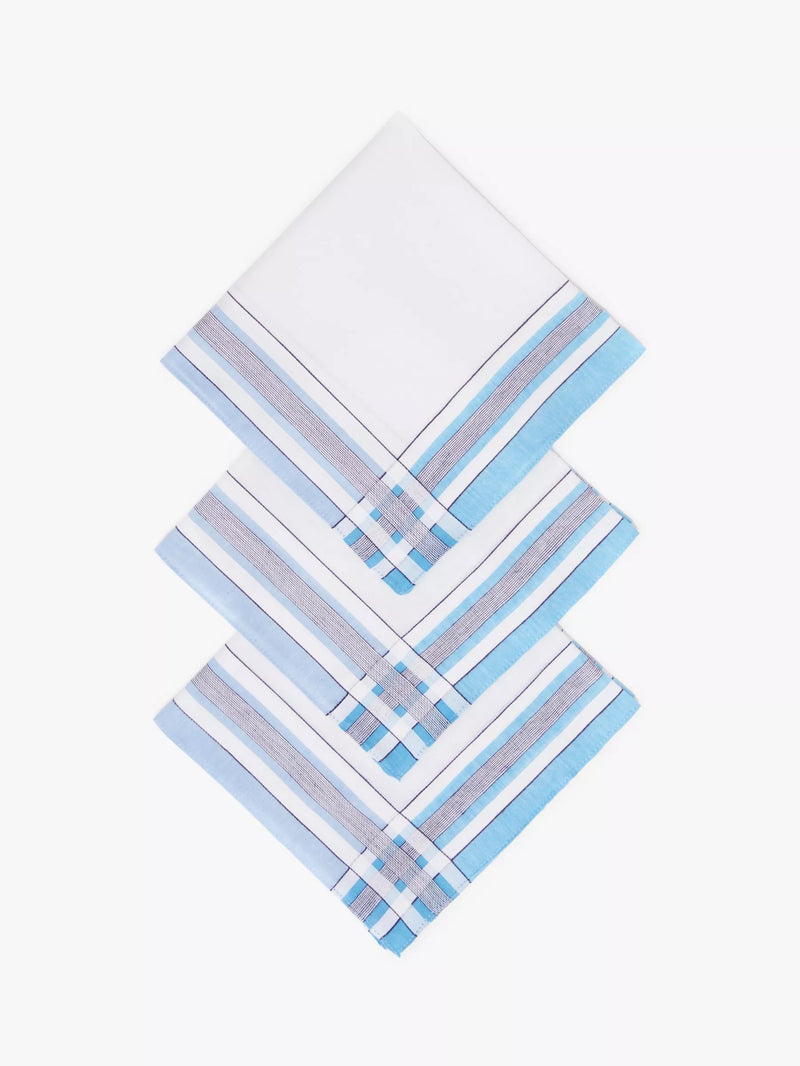 John Lewis check and stripe handkerchiefs pack of 3, imported from the UK
