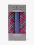 John Lewis tartan cotton handkerchiefs pack of 3 blue purple, UK version