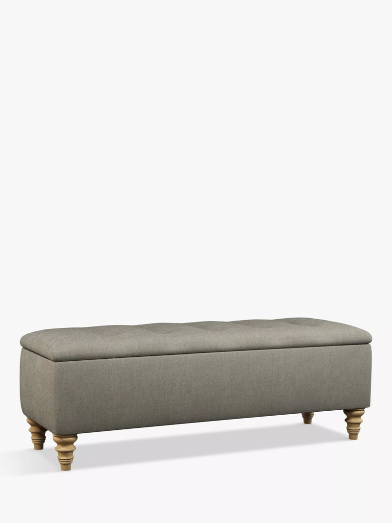 John Lewis Rouen Upholstered Ottoman Storage Box, Soft Touch Chenille Grey