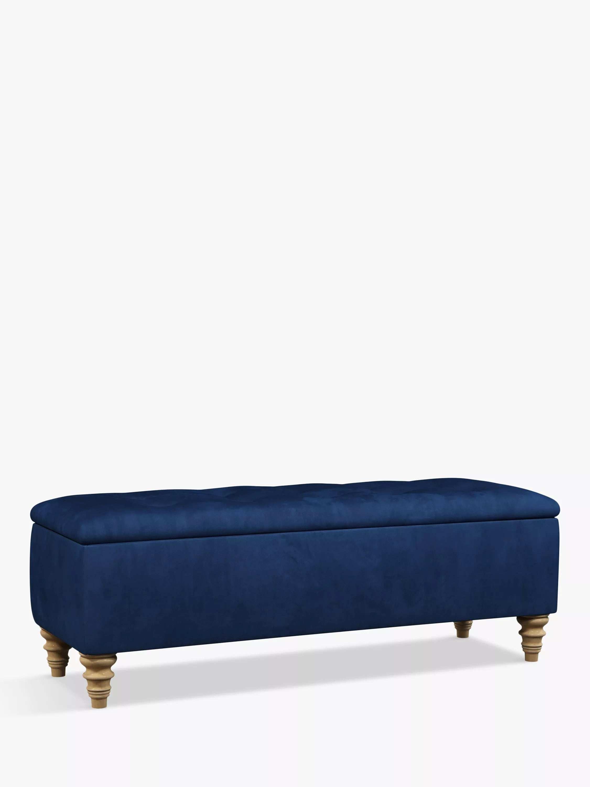 John Lewis Rouen Upholstered Ottoman Storage Box, Deep Velvet Royal Blue