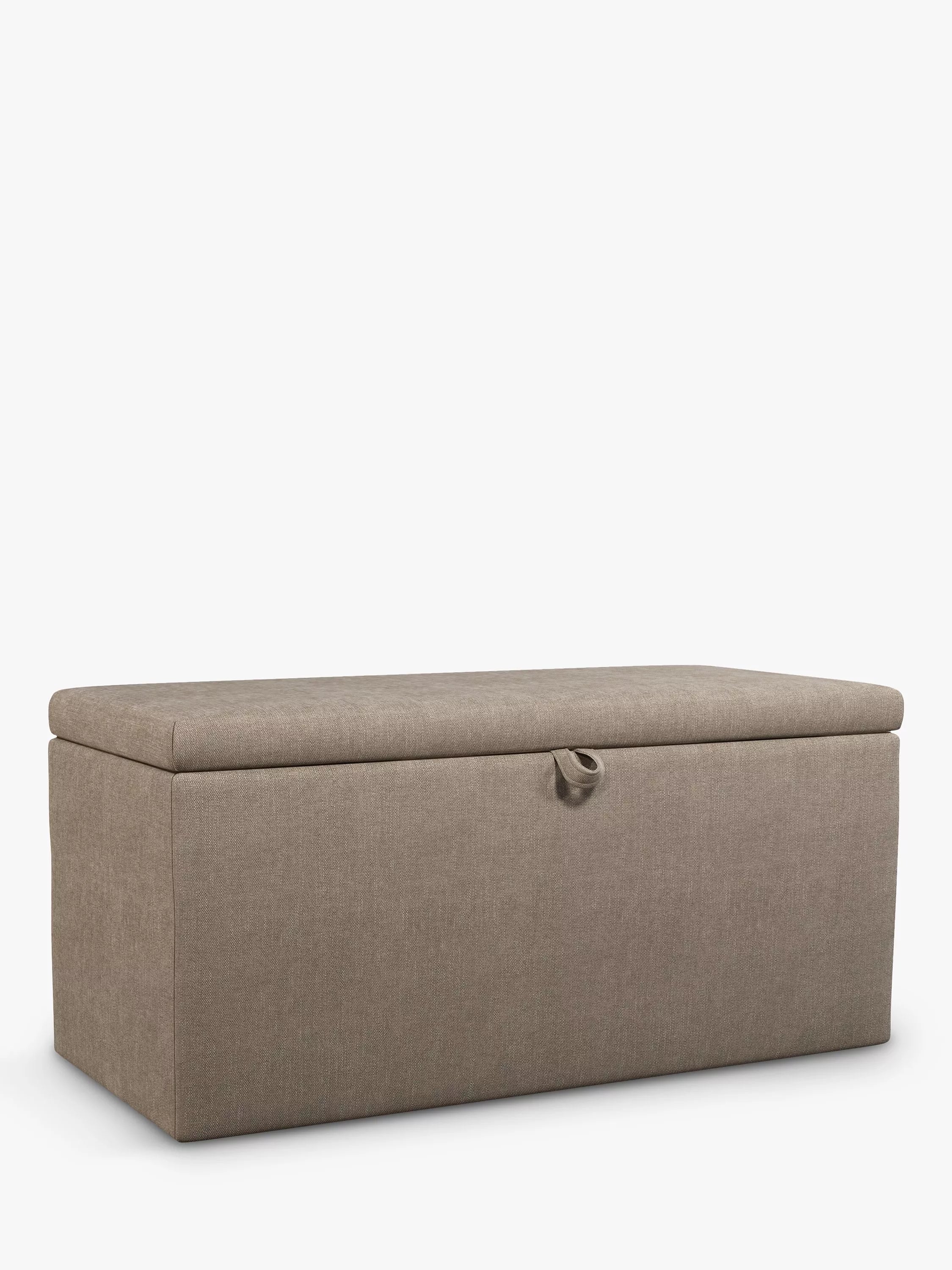 John Lewis Emily Upholstered Ottoman Storage Box, Soft Touch Chenille Mole