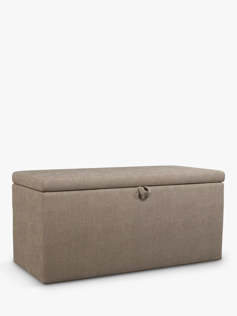 John Lewis Emily Upholstered Ottoman Storage Box, Soft Touch Chenille Mole