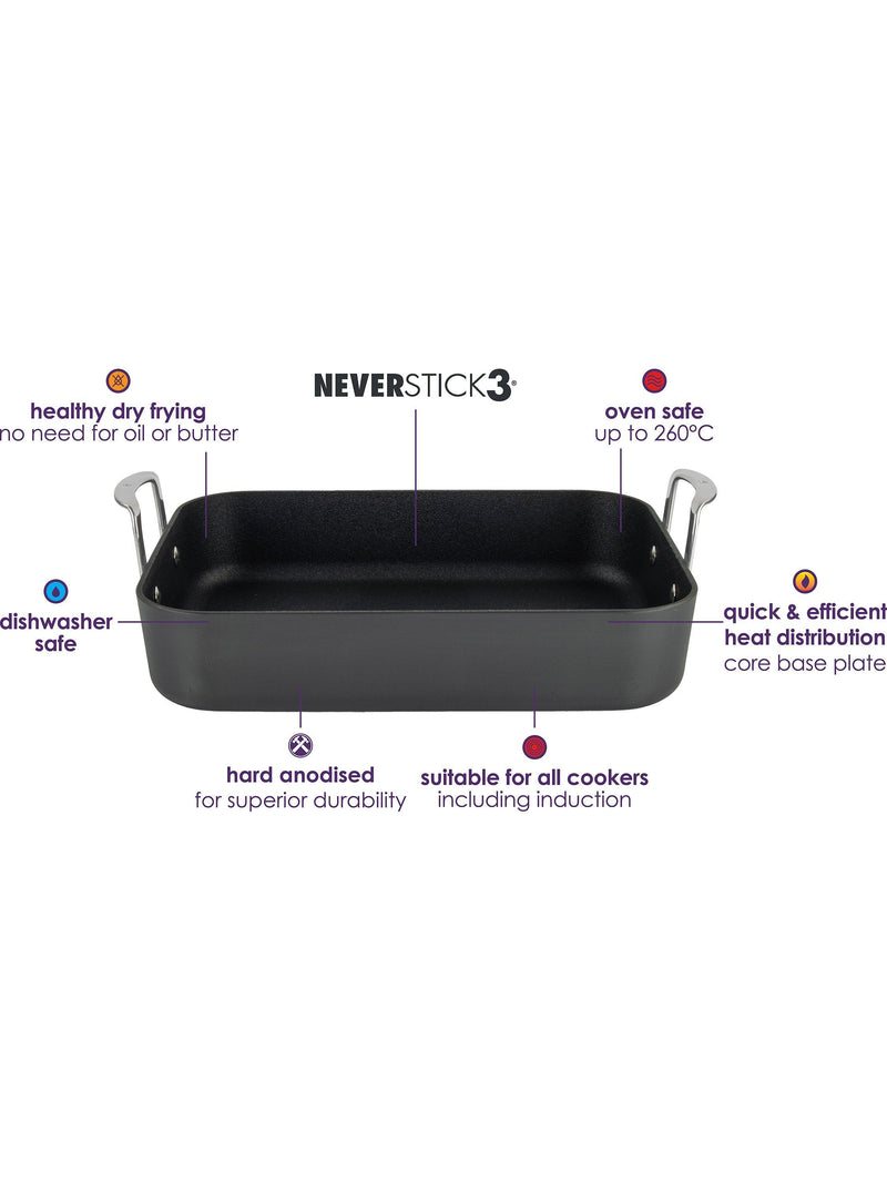 Eaziglide Neverstick3 Professional Non-Stick Induction Roaster, 33cm