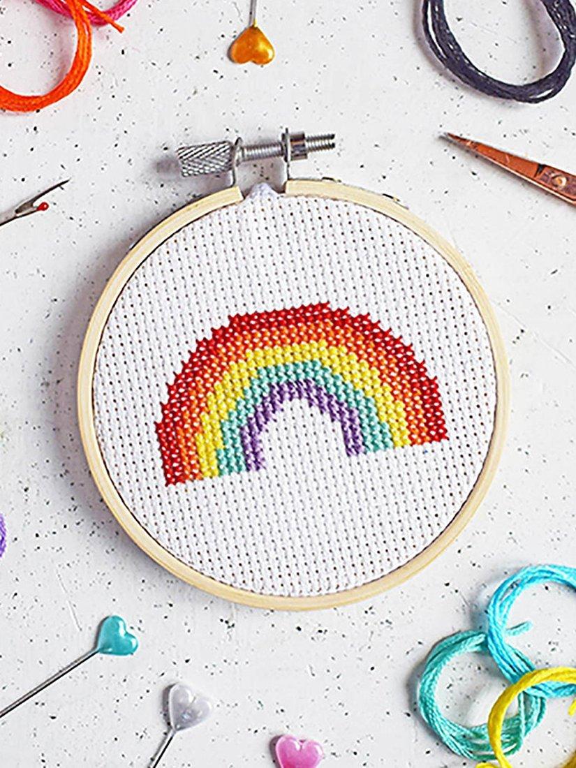 The Make Arcade mini rainbow cross stitch kit, UK version