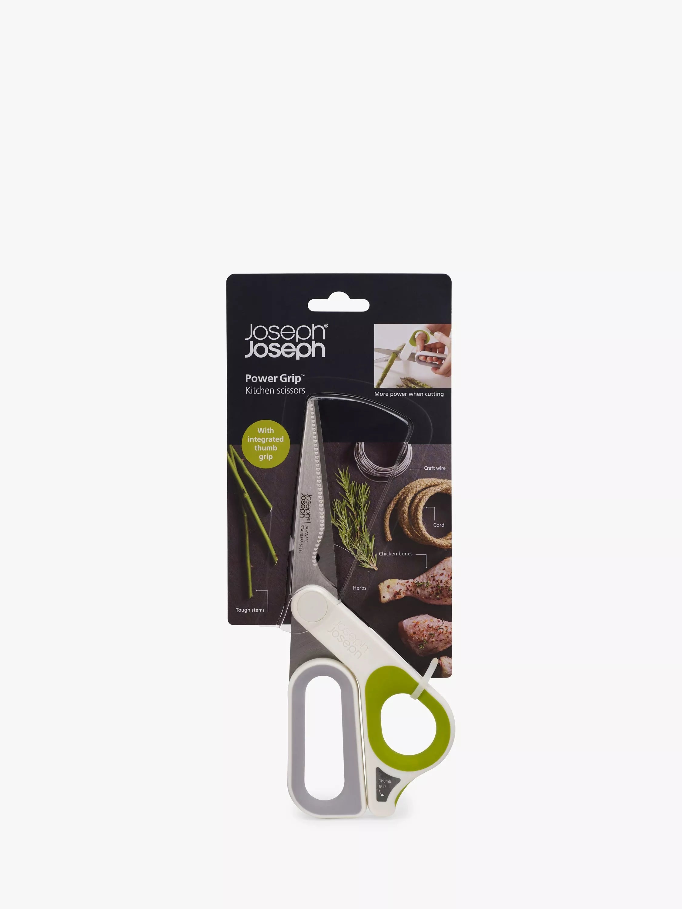 Joseph Joseph PowerGrip kitchen scissors with Japanese stainless-steel blades and non-slip grip, UK version