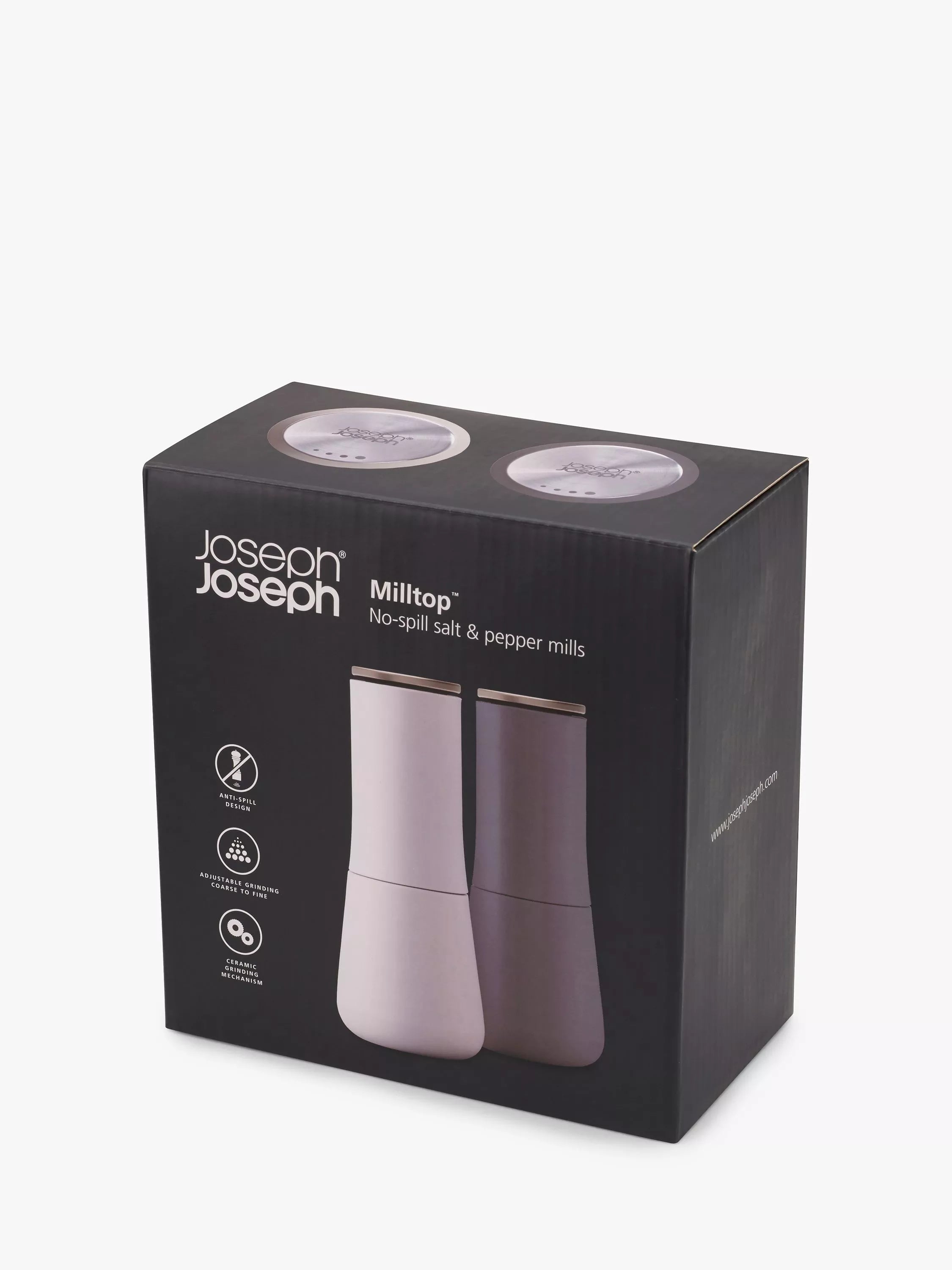 Joseph Joseph salt and pepper mills Milltop set of 2 grey (British brand)