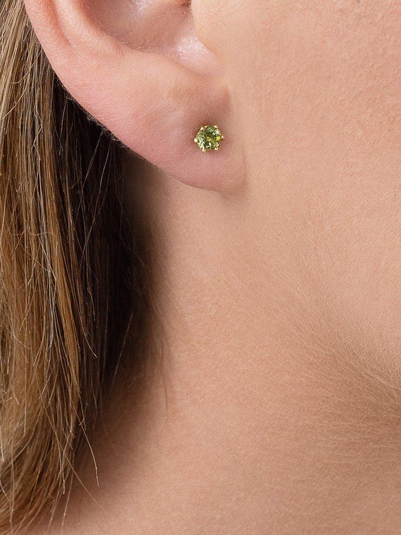 E.W Adams 9ct gold peridot stud earrings 0.5cm, imported from the UK