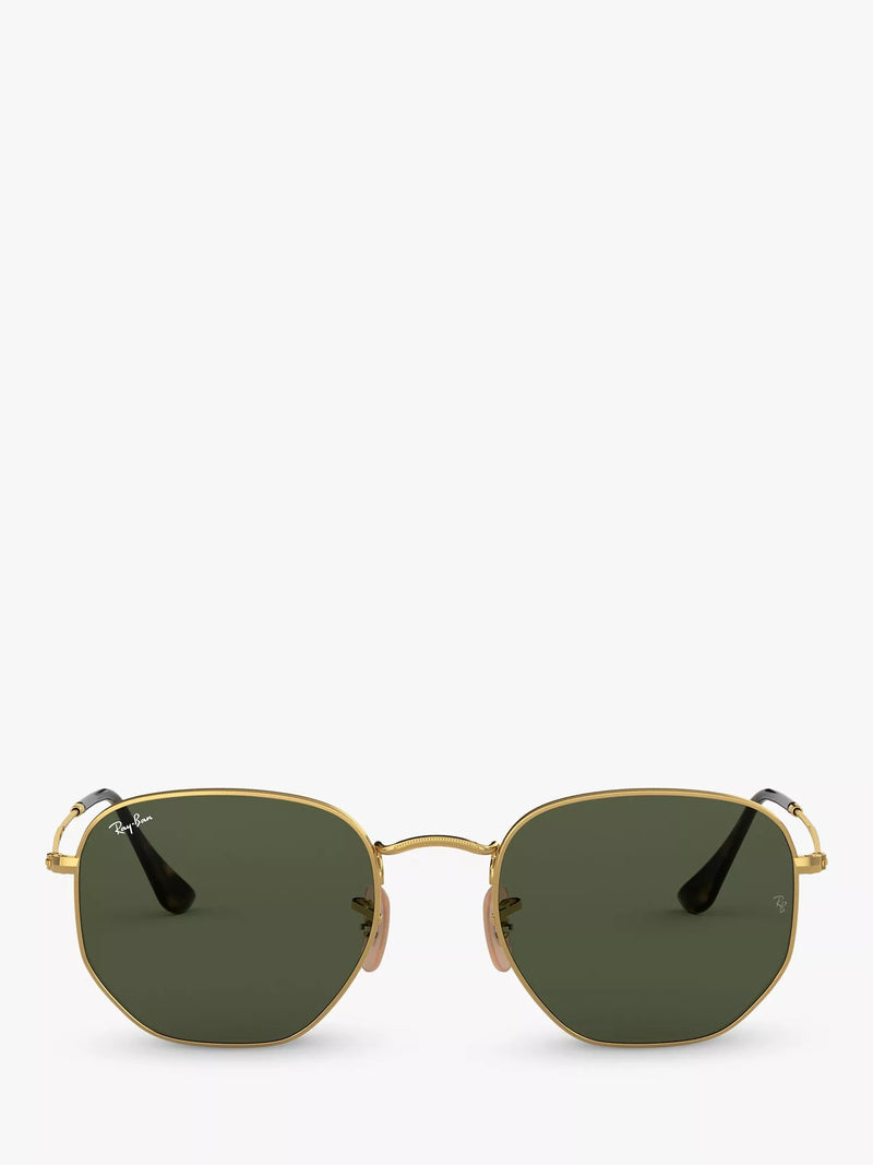 Ray-Ban hexagonal sunglasses gold green 54mm, imported from the UK