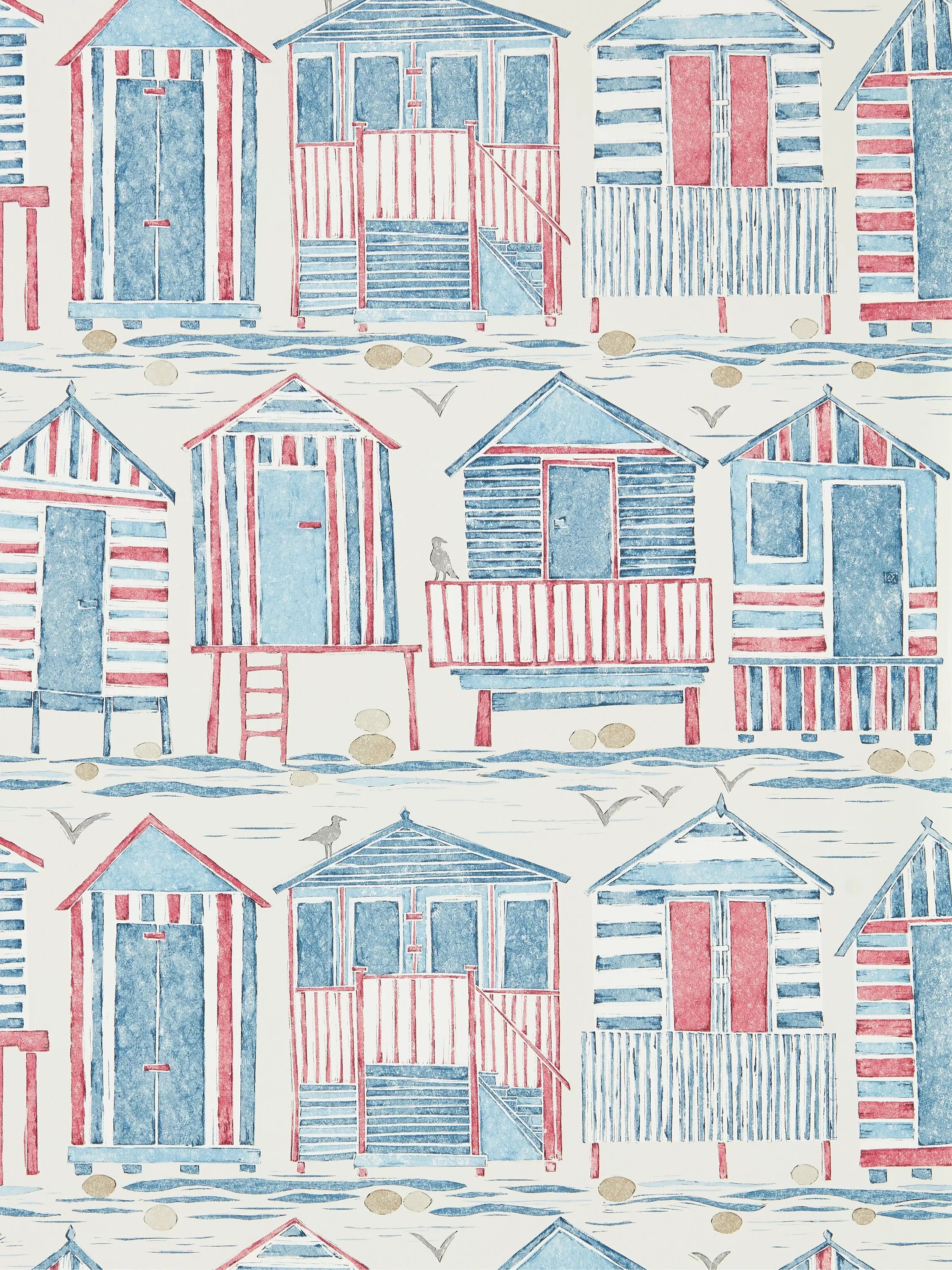 Sanderson Beach Huts Decorative Wallpaper