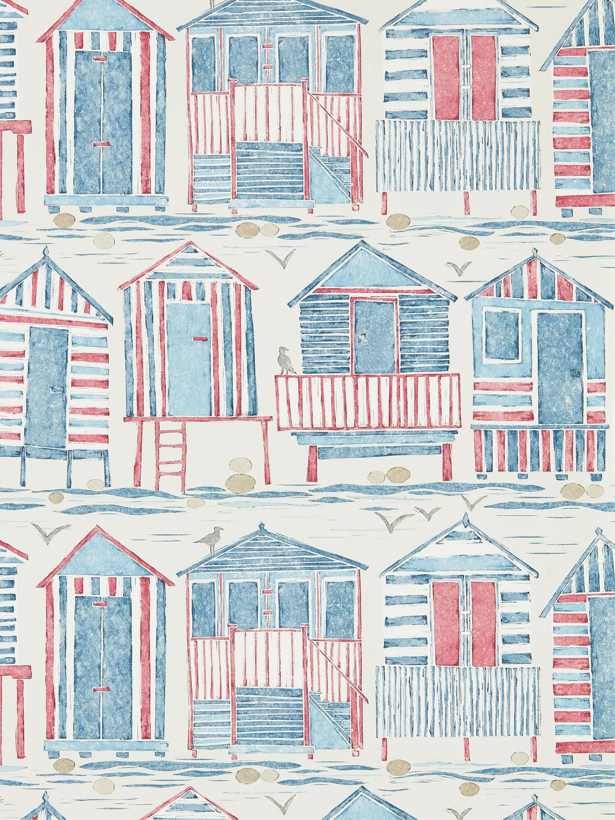 Sanderson Beach Huts Decorative Wallpaper