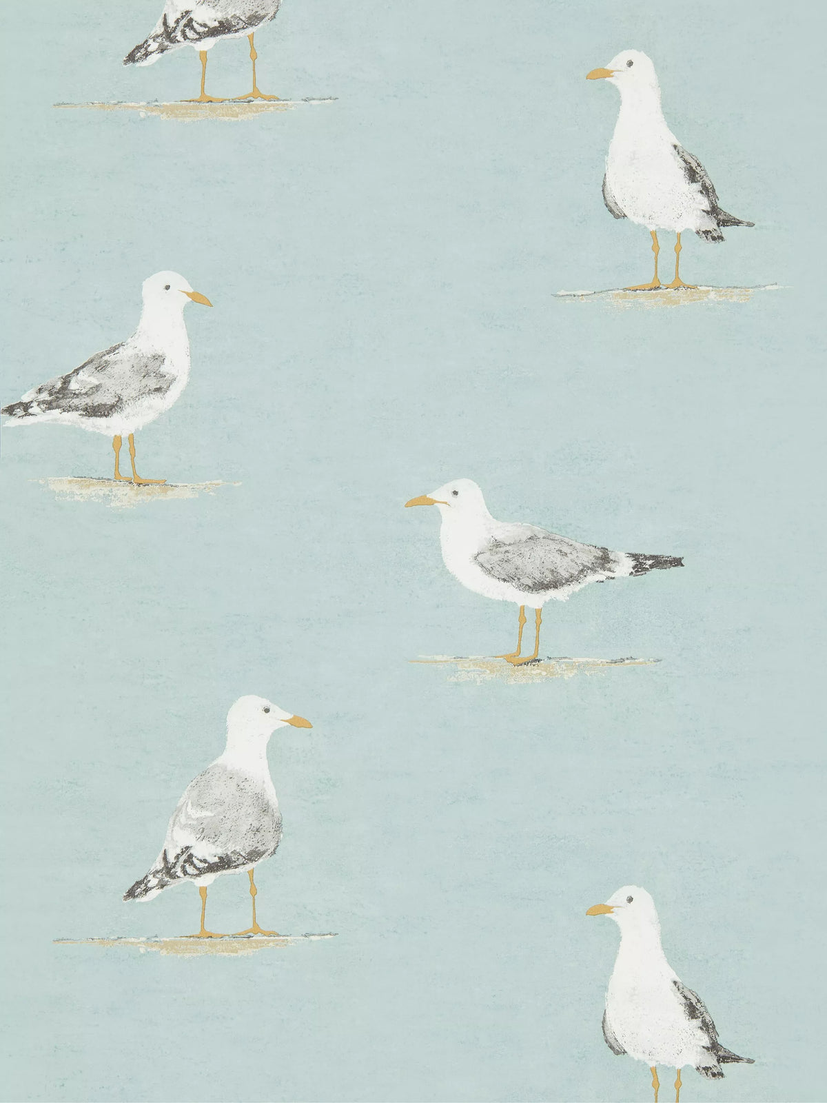 Sanderson Shore Birds wallpaper with seagull characters (British brand)