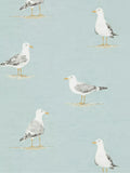 Sanderson Shore Birds wallpaper with seagull characters (British brand)
