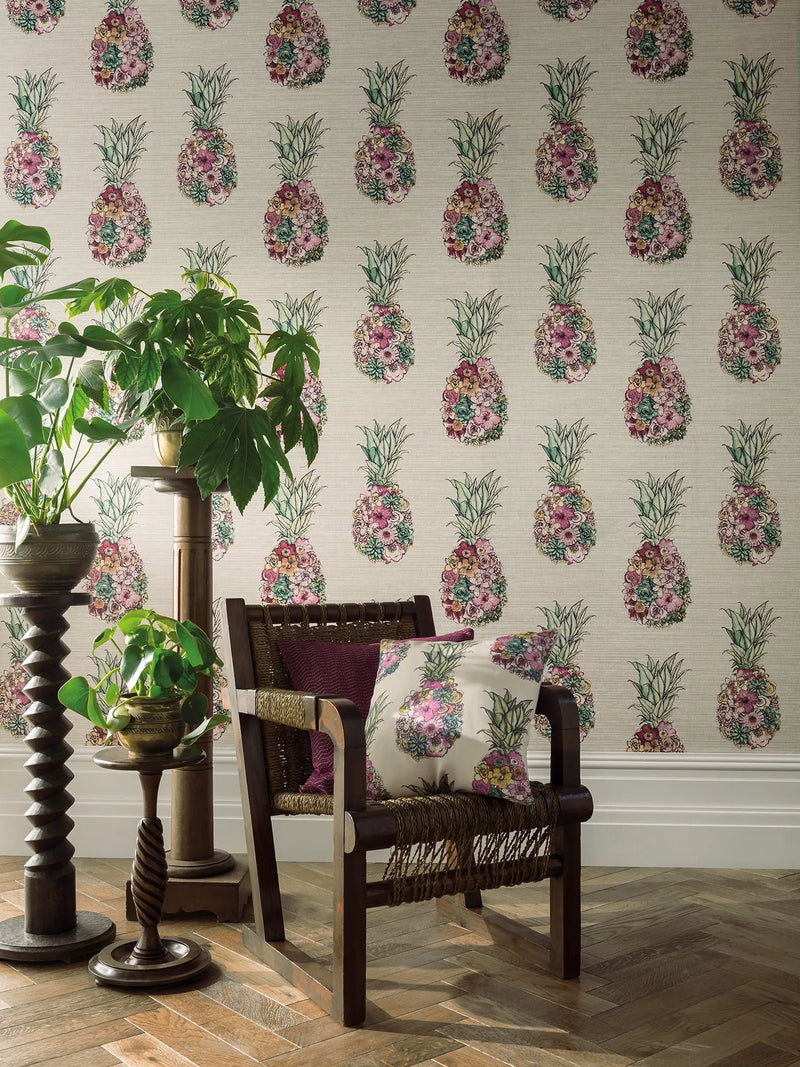 Matthew Williamson Ananas wallpaper with stylised pineapple floral pattern (British brand)
