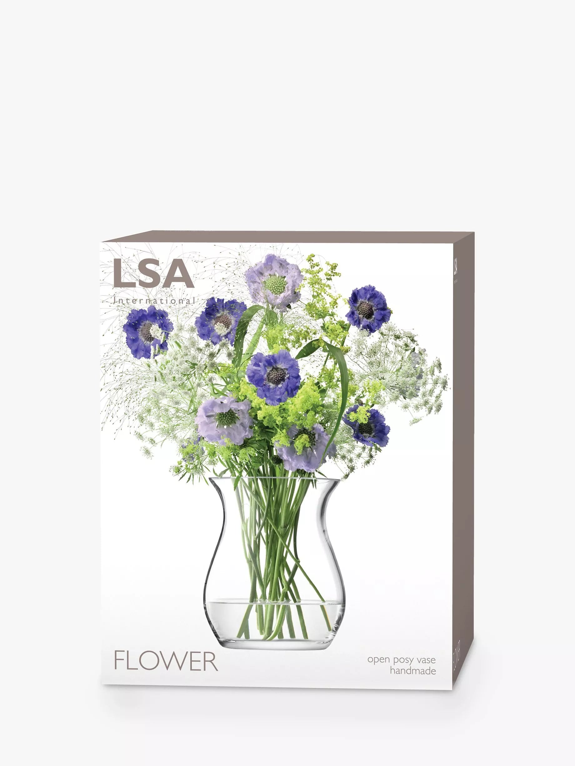 Clear glass flower posy vase by LSA International, 23cm tall, UK version