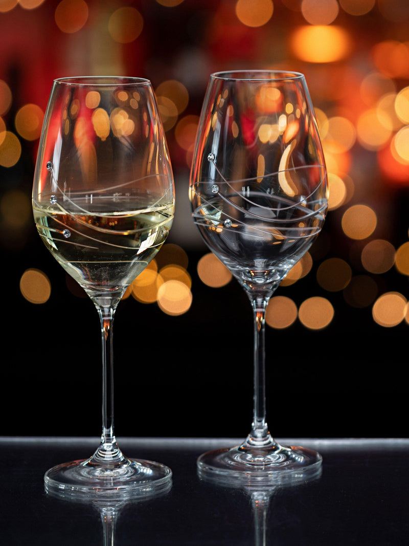 Dartington Crystal Glitz wine glasses clear 330ml set of 2 - British product