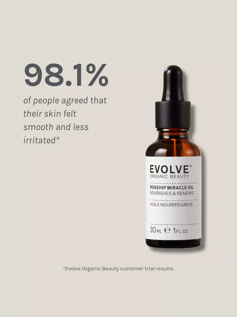 Evolve Organic Beauty Rosehip Miracle Oil 30ml, imported from the UK