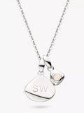 Kit Heath Personalised Sterling Silver Pebble and Tag Birthstone Pendant Necklace