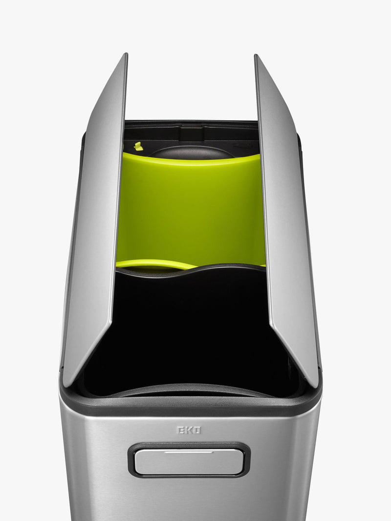EKO Ecofly 40L recycling bin brushed stainless steel, imported from the UK