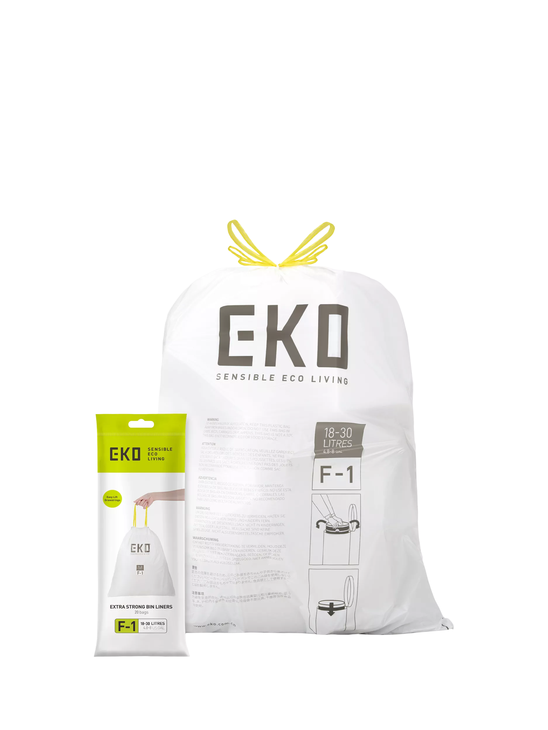 EKO Recycling Bin Liners 18/28L Pack of 20 - British product