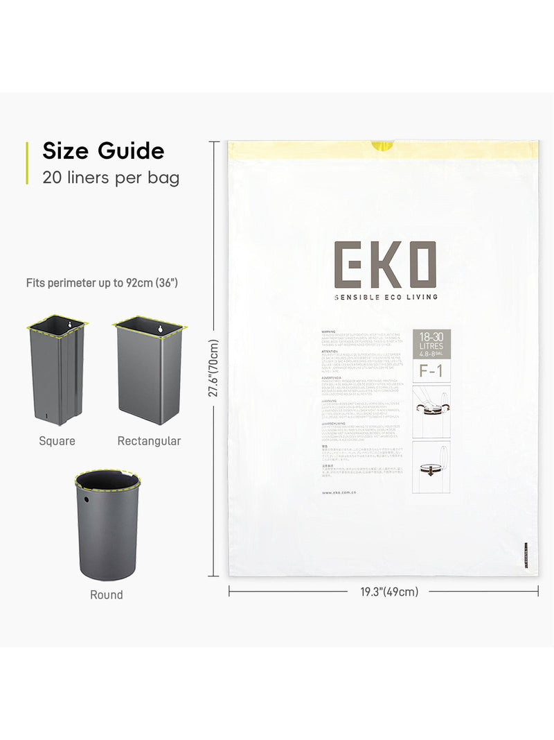 EKO Recycling Bin Liners 18/28L Pack of 20 - British product