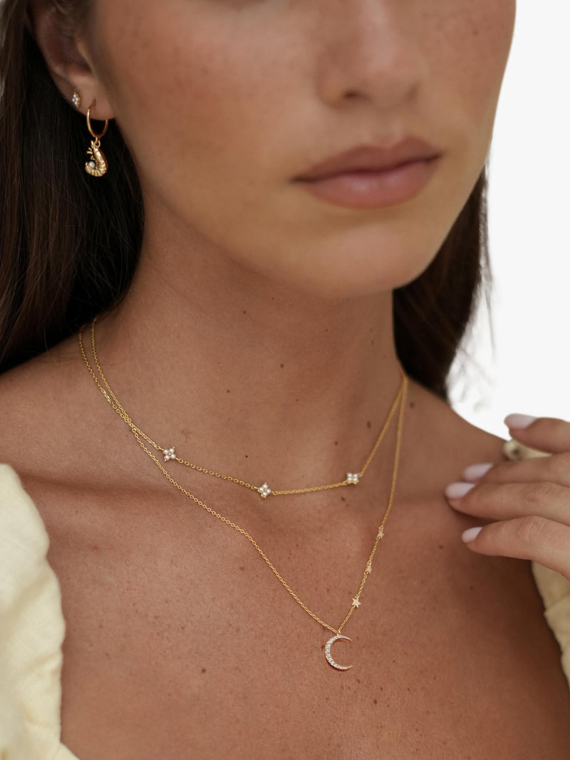 Estella Bartlett pendant necklace moon and stars cubic zirconia - British product